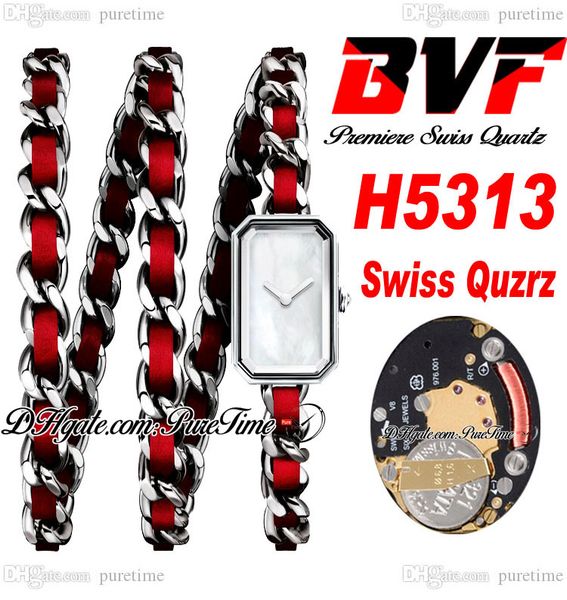 

bvf premiere h5313 swiss eta quartz ladeise watch rosck pop red steel case mop dial interwoven leahter strap super edition womens watch pure, Slivery;brown