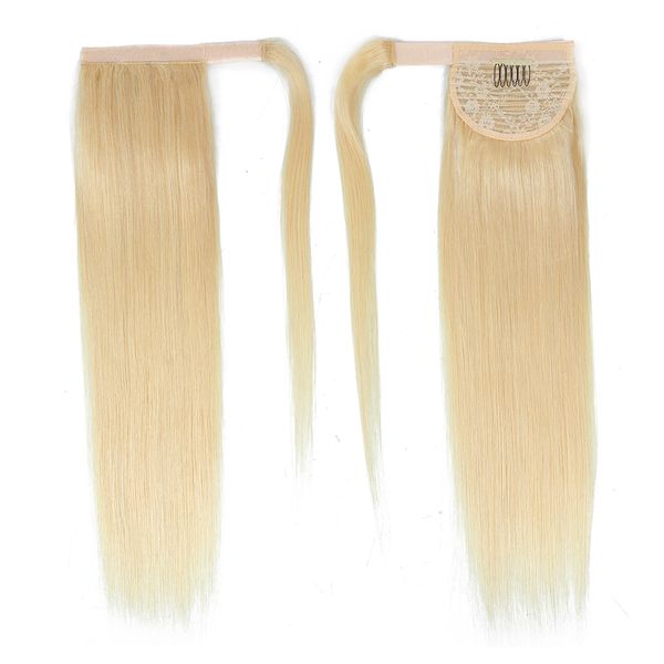 

headband straight 100 human hair tail brazilian machine wrap around horsetail 100g hairpieces natural tails 220924, Black;brown