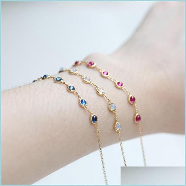 

charm bracelets lamoon 925 sterling sier bracelet for women opal sapphire gemstone 10k gold plated fine jewelry s925 lmhi02 dayupshop dhy50, Golden;silver