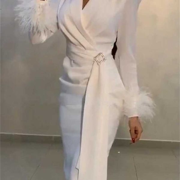 

party dresses arabic white mermaid prom dresses long sleeve feather satin prom gowns for african elegant night short evening dress party wea, White;black