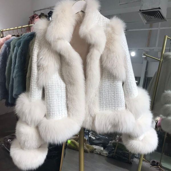 

women s fur faux women jacket coat windbreaker natural ladies jackets autumn outwear white color real clothing 220926, Black