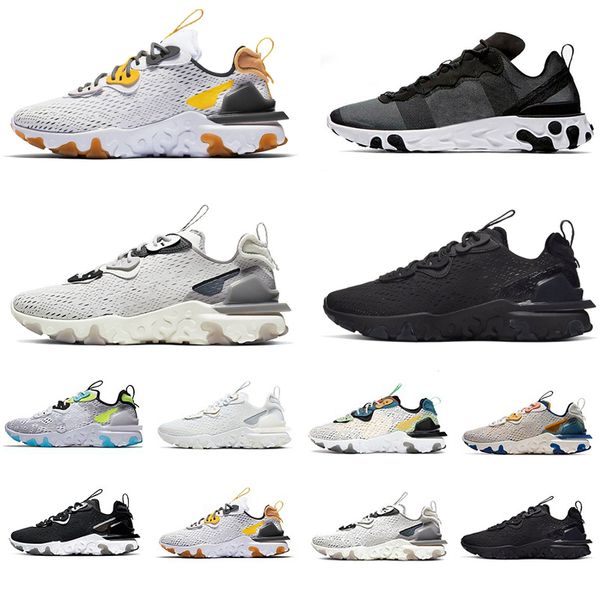 

react vision 87 55 running shoes triple black iridescent white vast grey honeycomb worldwide schematic tour yellow sail olive men women trai