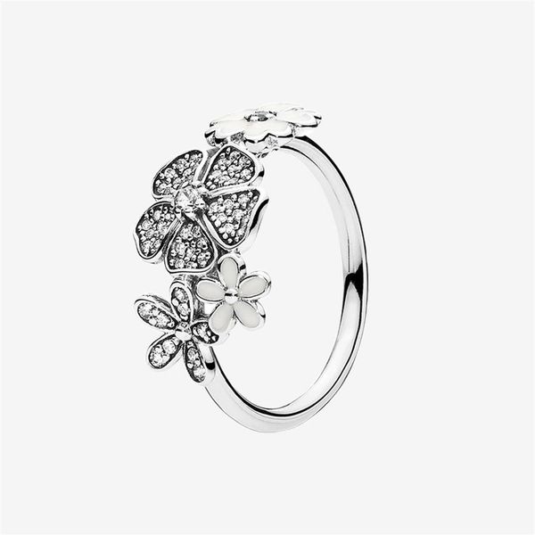 

authentic 925 sterling silver flowers ring women girls summer jewelry for pandora sparkling flower daisy bouquet rings with origin269e, Slivery;golden