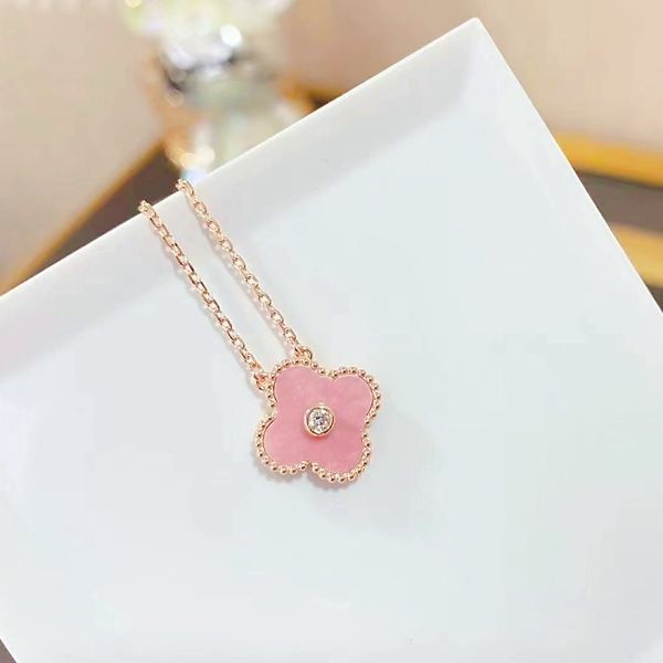 

18k gold necklace classic designer womens pendant fashion color pearl shell 4 leaf grass girl valentines day love gift 316l stainless steel, Silver