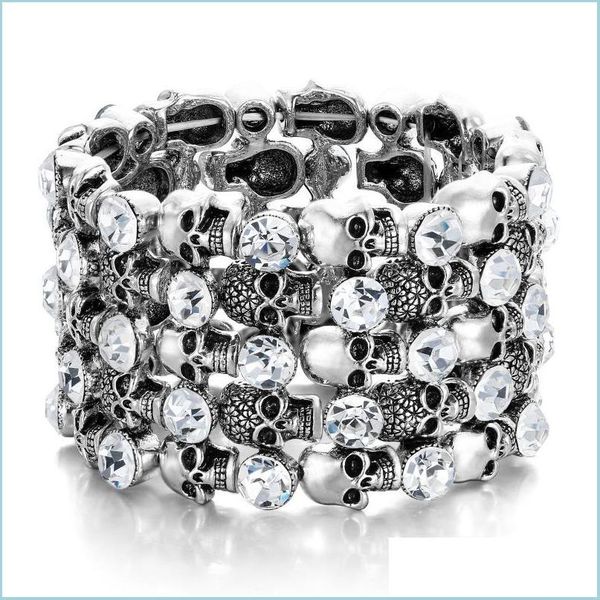 

charm bracelets charm bracelets halloween skl bracelet women elastic geometric wristband femme retro crystal fashion party jewelshops dhop1, Golden;silver