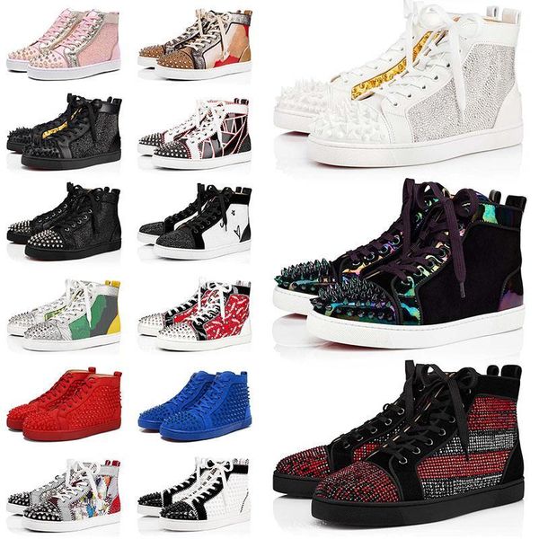 

with box designer christians red-bottoms casual shoes shoes platform sneakers big size us 13 men 's women 's luxurys des vs, Black