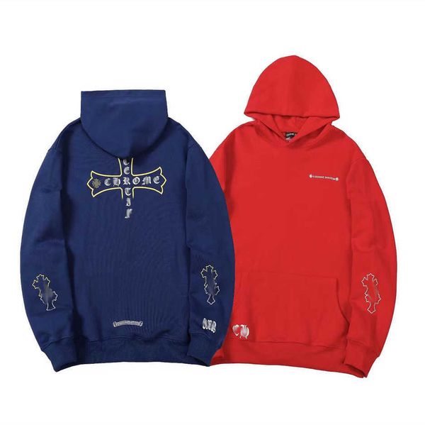 

classic designer mens hoodie luxury fashion zipper brand ch sweatshirts horseshoe sanskrit cross print pullover hooded sweater coat womens, Black
