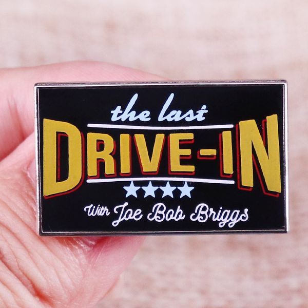 

horror tv joe bob briggs return show logo badge brooch pins accessory, Blue