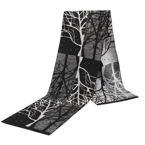 

scarves men printed scarf winter jacquard flannel tree pattern tassels warm 180x30cm cotton business style shawls 220922, Blue;gray