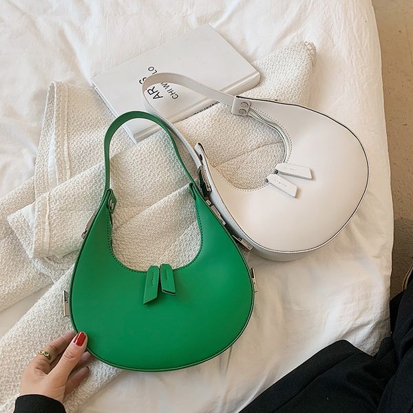 

simple style retro style crescent moon shape bag pure color women shoulder underarm handbag