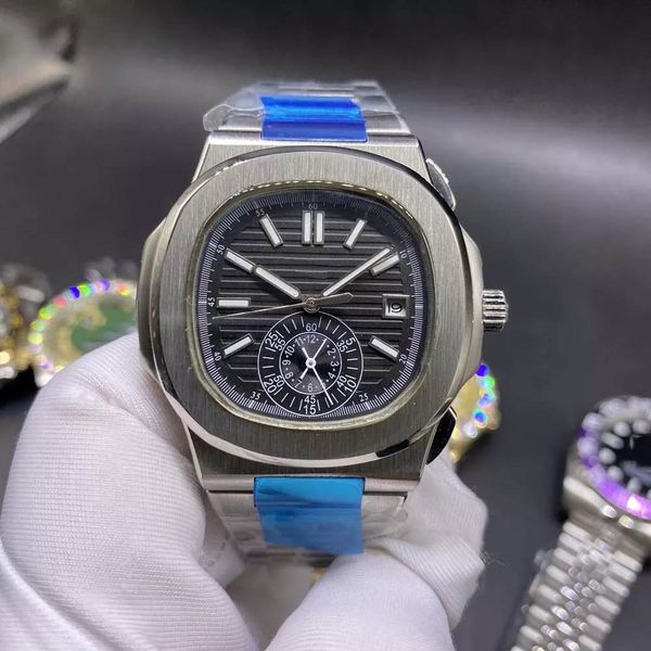 

silver p-p luxury watch na-utilus 40mm men's 3a automatic mechanical watch stainless steel ppable all features can glow, Slivery;brown