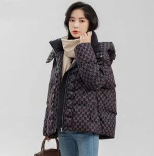 

2022 new women hooded down jacket for luxury designer dunks white duck down jackets winter warm coats and parkas female outwear, Black