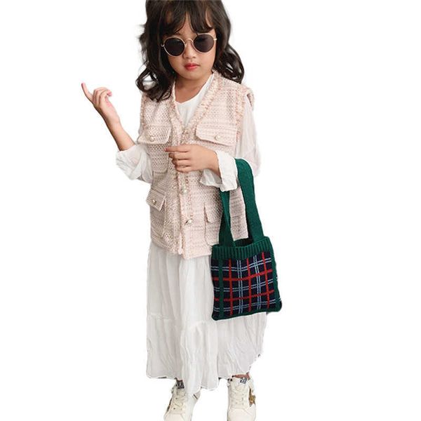 

backpacks children knitted plaid wool handbag boys and girls fashion accessories shoulder bag 220924