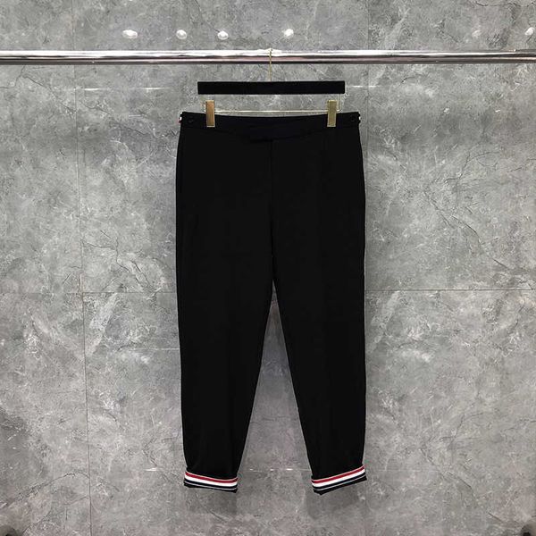 

men's fleece tb thom and browne suit pants fashion brand breathable trousers for men classic seersucker casual business black striped
