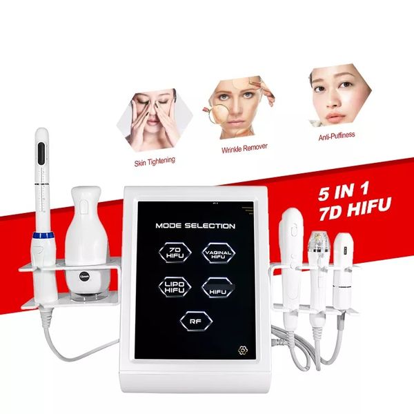 

multi-functional 7d hifu 6 in 1 beauty equipment high intensity focused ultrasound eye/neck/face anti-wrinkle skin tightening face lift stre, Black;white