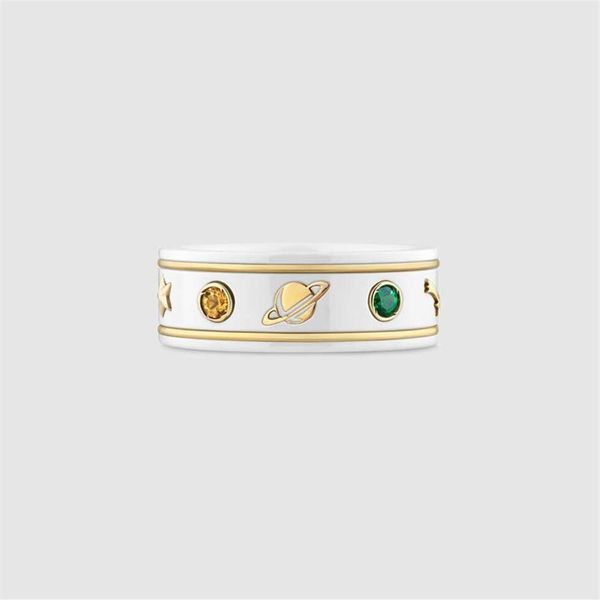 

75% discount on factory outlet gu shuang white ceramic ring with golden edge and bee285j, Slivery;golden