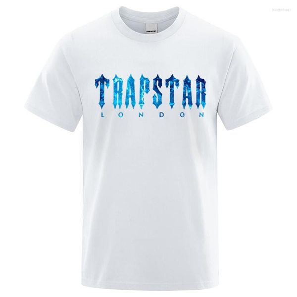 

hoodies sweatshirts shirts trapstar men's london undersea blue printed t-shirt men summer breathable casual short sleeve street oversiz, Black