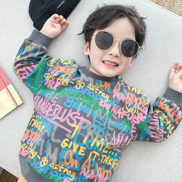 

pullover kids spring autumn sweatshirts boys stylish letter full printed jersey cotton fashion shirts 220924, Blue