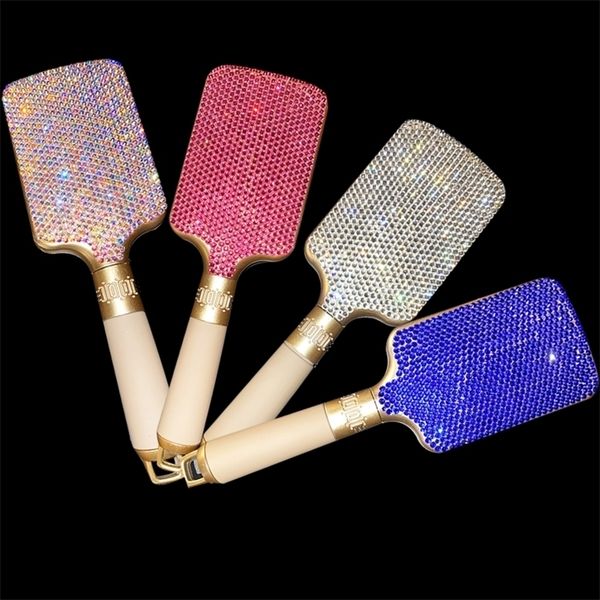 

hair brushes diamond encrusted comb brush stick-drilled airbag massage comb women curly detangle hair brush for shairdressing styling tools, Silver