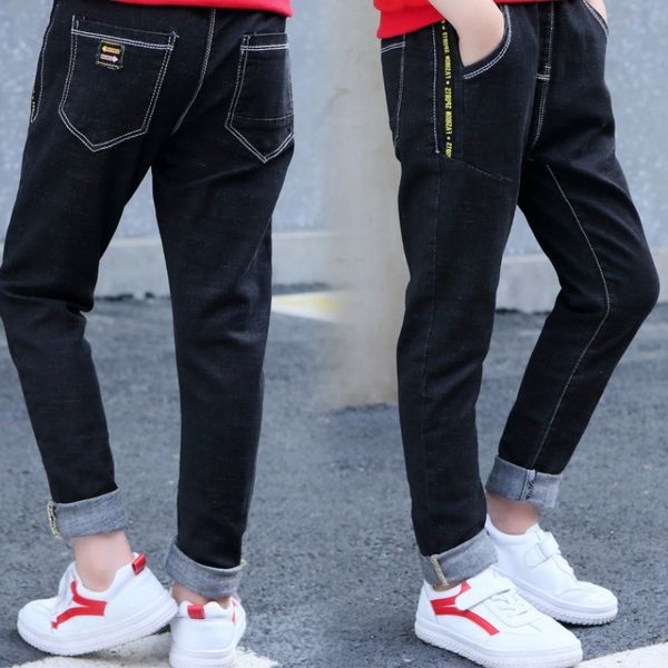 

jeans autumn kids elastic waist stretch denim pants children winter clothing for 4-14yrs big virgin korean trousers feet 220923, Blue