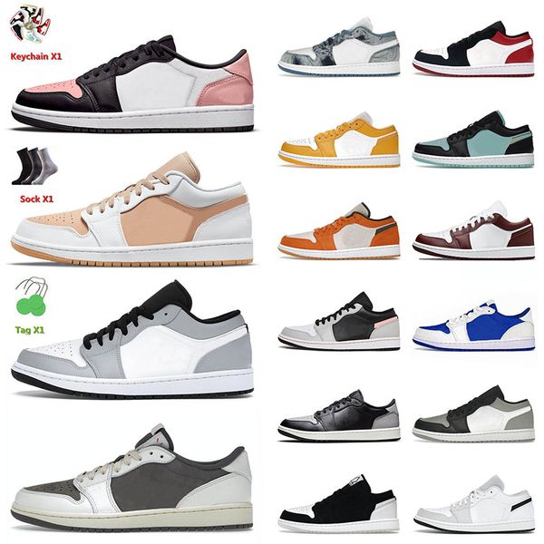 

1 1s low basketball shoes men women og jumpman stage haze royal yellow unc white tan bred toe tropical twist ts sneakers trainers size 36-46