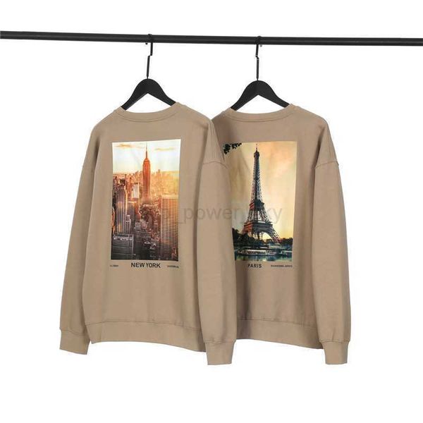 

mens designer hoodies essential sweatshirts season 7 paris eiffel tower exclusive sunset edition plush crew neck fashion, Black