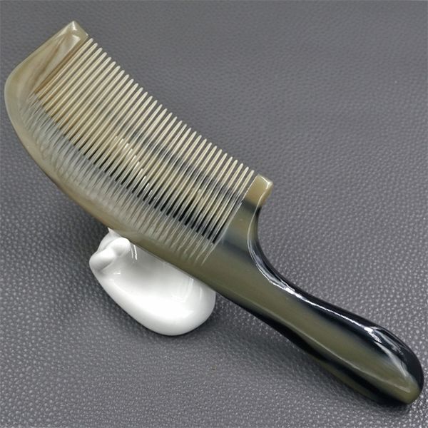 

hair brushes 8.66 inch natural yak horn round handles fine tooth comb hair straighter comb anti-static hair massage brush 220926, Silver