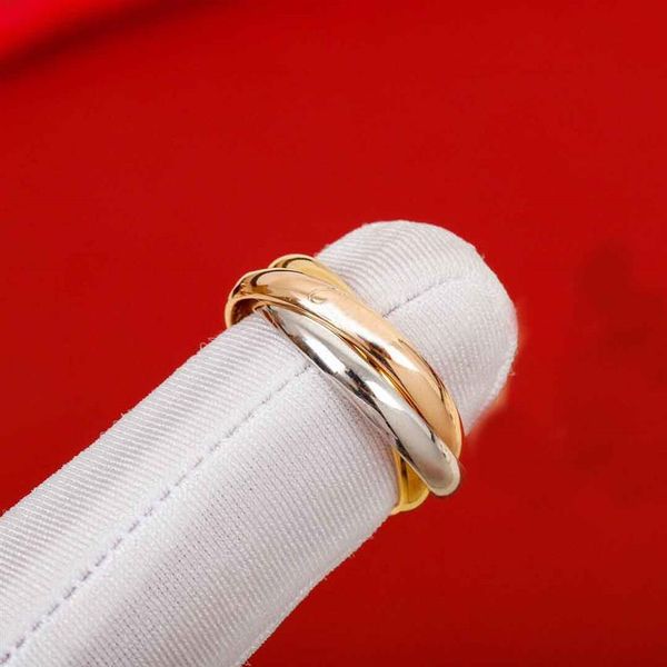 

luxury quality charm punk band ring trinity style with three colors plated for women wedding jewelry gift have box stamp ps73413317, Silver