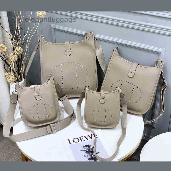 

bags designer hermee handbags 2022 autumn and winter h home layer cowhide shrunk leather togo paern evelynes women's messenger small re