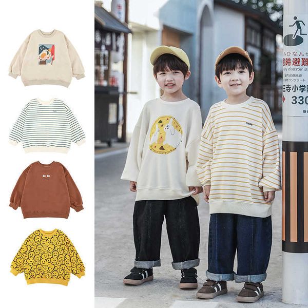 

pullover boys printed casual sweatshirt spring autumn children s round neck long sleeved 220924, Blue