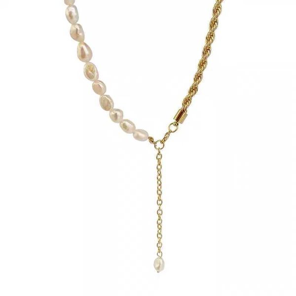 

Pearl Chokers Splicing Stainless Steel Necklace Neo Gothic Girl's Daily Outfit Jewelry Party Sexy Neck Chain For Woman