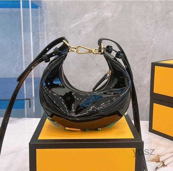 

evening bags half moon hobo crossbody bags shoulder underarm women bag patent leather handbag fashion metal letter adjustable