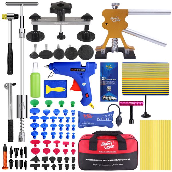 

super pdr car body repair kit paint less dent removal tools t puller slide hammer set