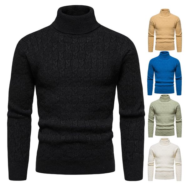 

men's sweaters turtleneck winter casual knitted korean classical keep warm fitness men pullovers 220923, White;black