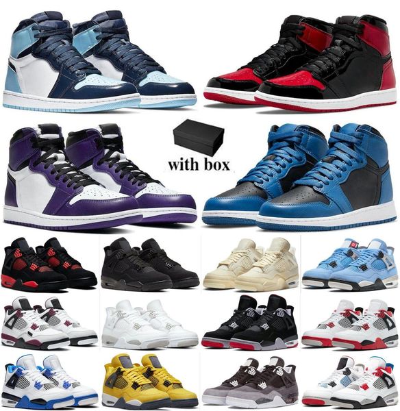 

jumpman 1 1s men basketball shoes 4 4s running sneakers university blue high dark mocha electro orange unc light smoke grey hyper chicag hkz, Black