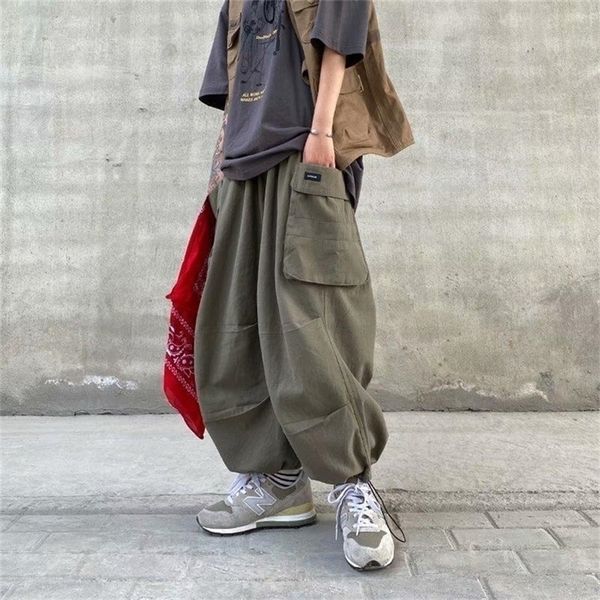 

men's pants harajuku vintage wide leg oversize men casual joggers harem white cargo skateboard trousers streetwear 220922, Black