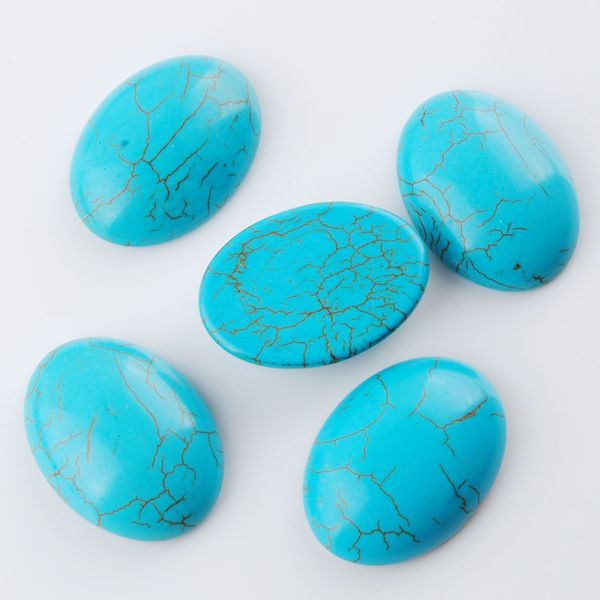 

turquoises stone loose gemstones flat back oval cabochon 22x30x7mm cab no drill hole jewelry making u3239, Black