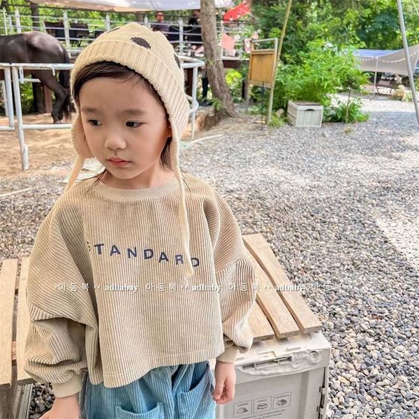 

pullover children corduroy sweatshirt autumn baby long sleeve t shirts fashion boys girls letter print sweatshirt kids shirts 220924, Blue