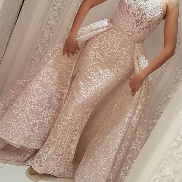 

party dresses muslim evening dresses mermaid high neck detachable skirt lace islamic dubai kaftan saudi arabic long evening gown prom 220923, White;black