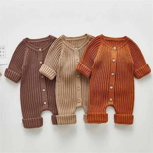

rompers solid knitting cotton long sleeve outfit toddler baby boys girl romper spring autumn born girls jumpsuit 220922, Blue