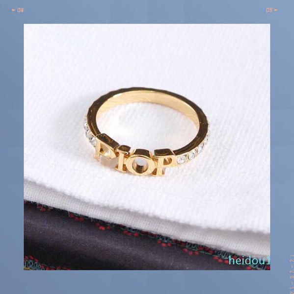 

fashion designer gold letter band rings bague for lady women party wedding lovers gift engagement jewelry with box100012589, Silver