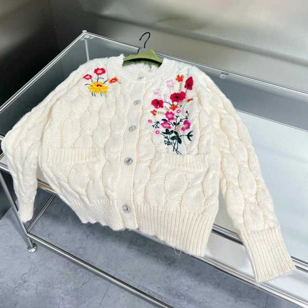 

women's knits & tees autumn and winter jacquard twist knitting cardigan fresh girl style single breasted, White