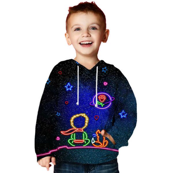

pullover cartoon the little prince 3d print children hoodies boys girls anime sweatshirt autumn toddler spring kids clothes 220924, Blue