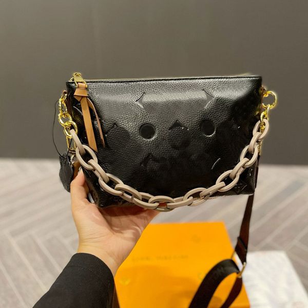 

flap crossbody bag chains axillary shoulder bag handbag underarm women purse imprint letters detachable canvas strap embroidery letter inter