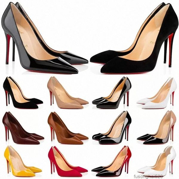 

designer shoe red high heels pumps nude white womens ladies dress party wedding office career leather point toe 8  12cm wedding bottom sne, Black