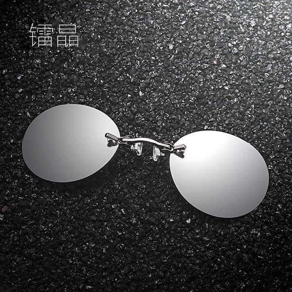 

sunglass clip nose sunglasses matrix sunglasses metal round frame personality frameless glasses, White;black