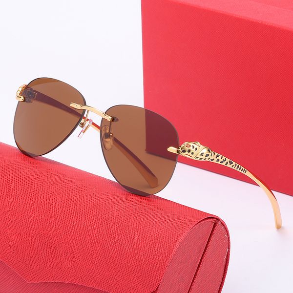 

sunglasses designer sunglasses men optional frameless uv400 protection lenses with box brand leopard legs sun glasses carti glassess, White;black