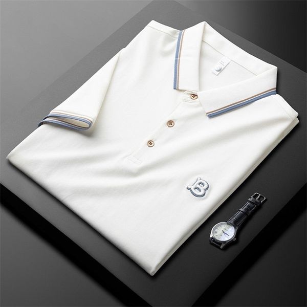 

men's polos light luxury paul ice silk short sleeved polo shirt men's summer fashion embroidery casual lapel t-shirt trend 220924, White;black
