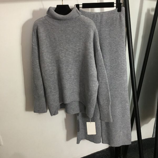 

809 l 2022 autumn long pants crew neck white black two pieces sets women's two piece polyester meiyi