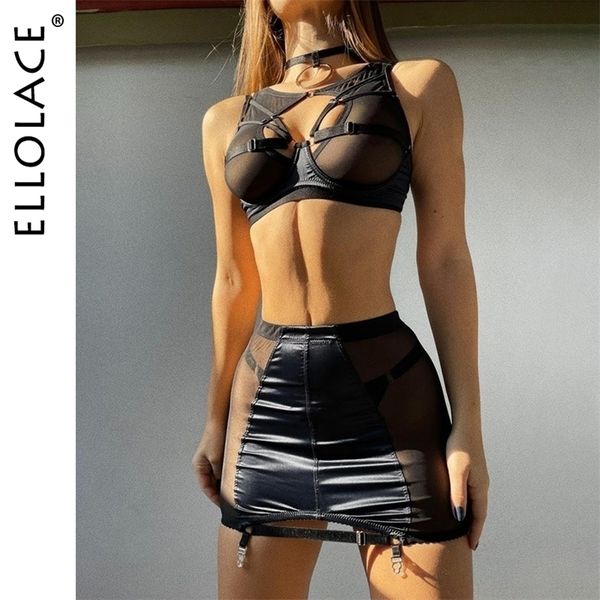 

other panties ellolace red lingerie 5-pieces fancy underwear women uncensored transparent bra garters briefs sets bandage outfits 220923, Red;black
